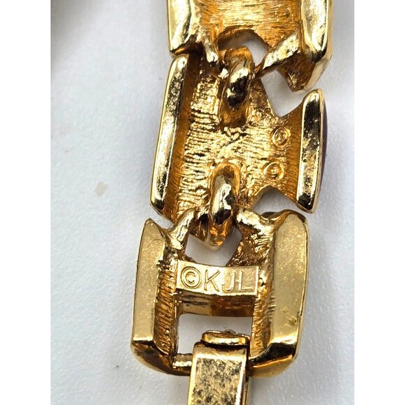 Vintage KJL Kenneth Jay Lane Purple Enamel Rhinestone Panel Cuff Bangle Bracelet - Picture 3 of 8